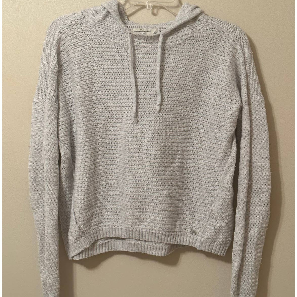 🍒 Abercrombie & Fitch Grey Knit Sweater Hoodie Size L